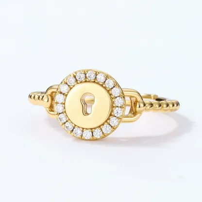 INS1216-M&T 2015 gold plated Adjustable Ring, cubic zirconia Open Ring US #7 Size R01~10