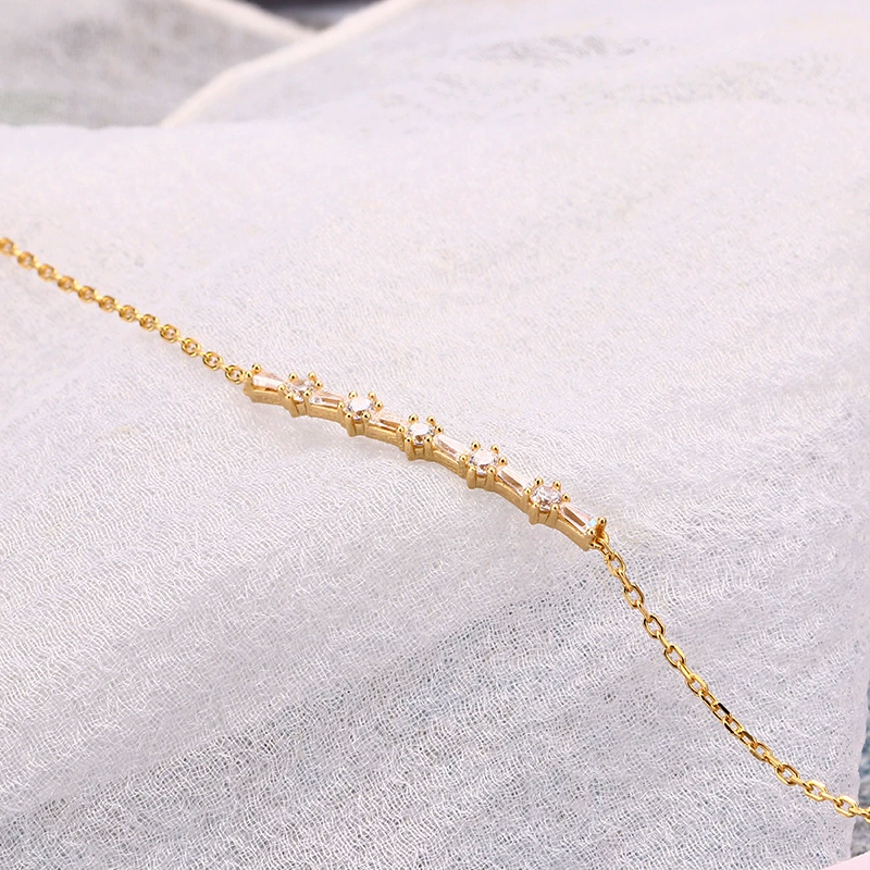 INS4107-Jewelili Yellow Gold over Sterling Silver Lab Grown Diamond Chain Bracelet for Women | 1/10 CTTW | 7.25" | Timeless Jewelry Gift for Her | Gift Box Included