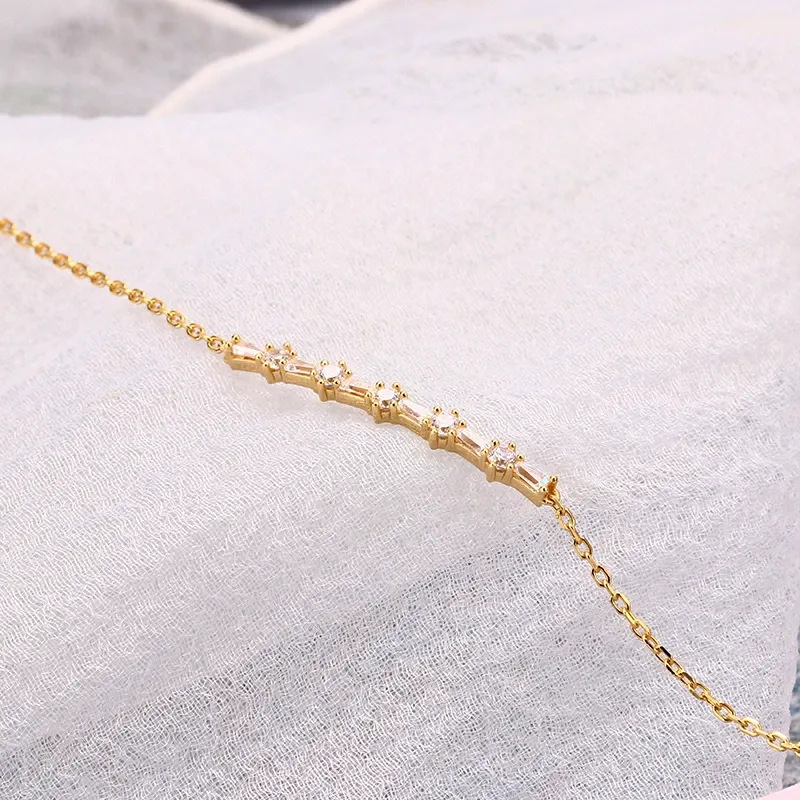 INS4107-Jewelili Yellow Gold over Sterling Silver Lab Grown Diamond Chain Bracelet for Women | 1/10 CTTW | 7.25" | Timeless Jewelry Gift for Her | Gift Box Included