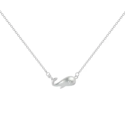 INS3242-Dainty S925 Silver Whale Necklace for Women Silver Cute Ocean Animal Tiny Fish Whale Choker Collar for Gift