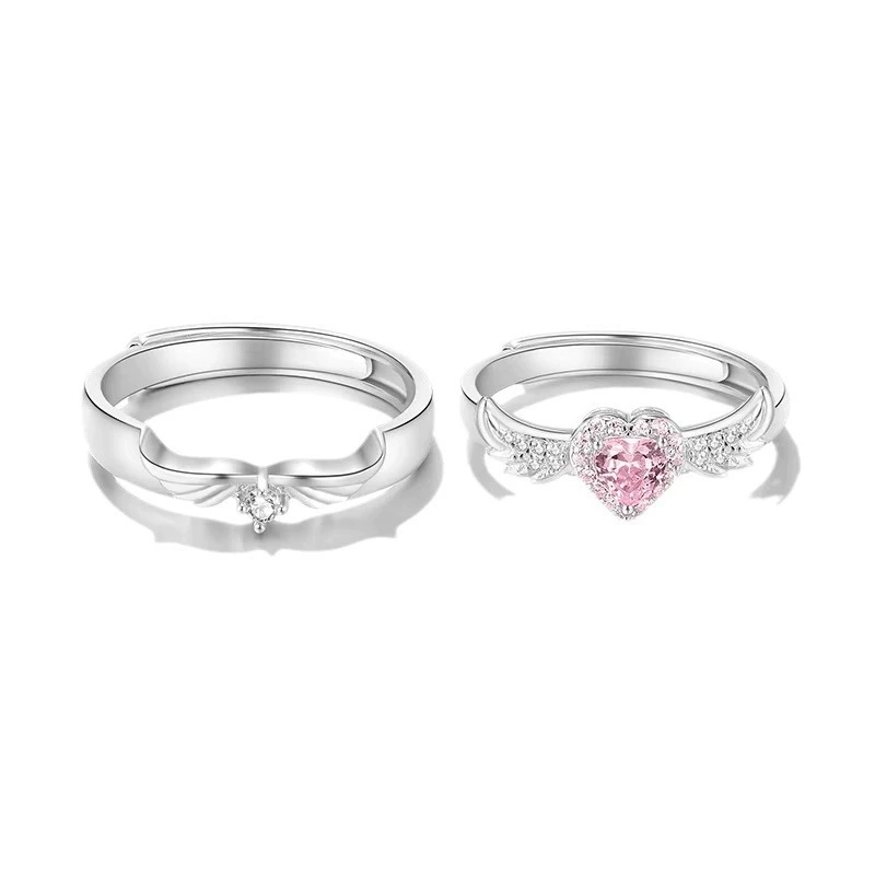 INS1141-Beautiful Pink Angel Wings Rings, Adjustable Opening Size Rings for Women Teenage Girls, Adjustable Ring Jewelry, Best Birthday Gift Christmas Gifts.