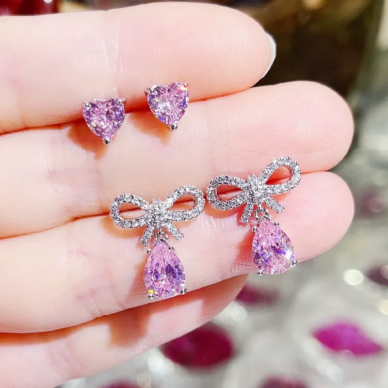 INS2228-Black Bow Earrings for Women Trendy Rhinestone Dangling Sparkly Wedding Earrings for Brides Black Earring Bow Jewelry