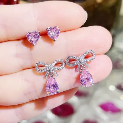 INS2228-Black Bow Earrings for Women Trendy Rhinestone Dangling Sparkly Wedding Earrings for Brides Black Earring Bow Jewelry