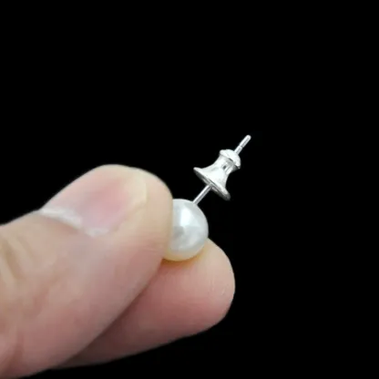 INS2049-YAMI 925 Sterling Silver Pearl Earrings with Screw Back, Freshwater Cultured Pearls White Gold Plated Cubic Zirconia Stud Earrings for Women MenMaterials: The cute pearl stud earrings are made S925 sterling silver plated with 18K white gold and Fr