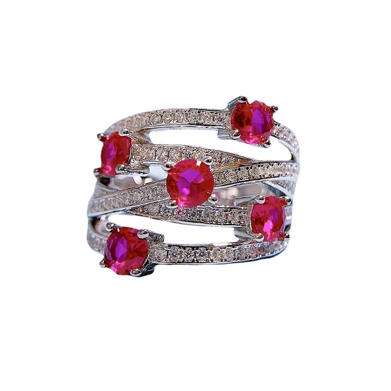 INS1190-GOWE Natural Ruby Diamond Wedding Band Real 18K Solid White Gold 0.68cttw Ruby Ring