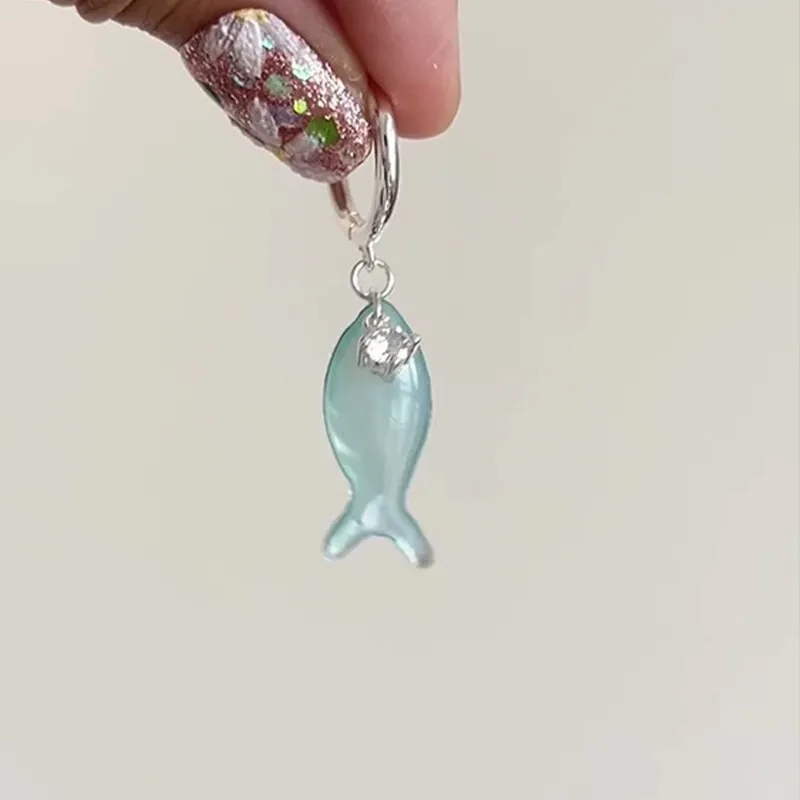 INS2274-Stylish Blue Fish Pendant Earrings Waterproof Ear Accessories Everyday Wear Dangle Earrings Fashion Jewelry for Women