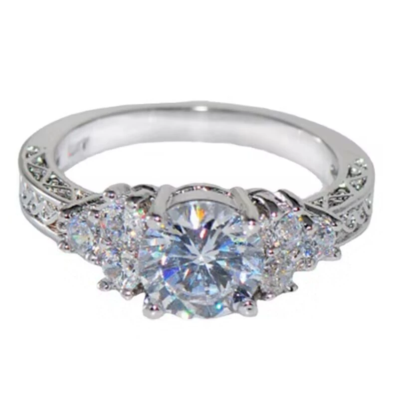 INS1064-Jude Jewelers Platinum Plated Three Stone Wedding Engagement Anniversary Promise Ring