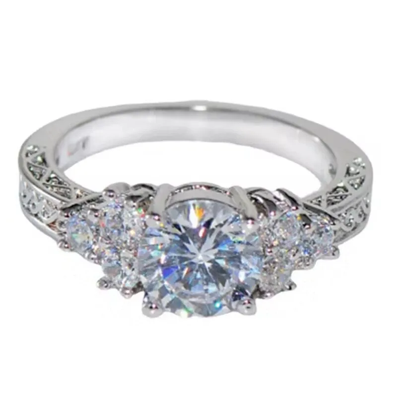 INS1064-Jude Jewelers Platinum Plated Three Stone Wedding Engagement Anniversary Promise Ring