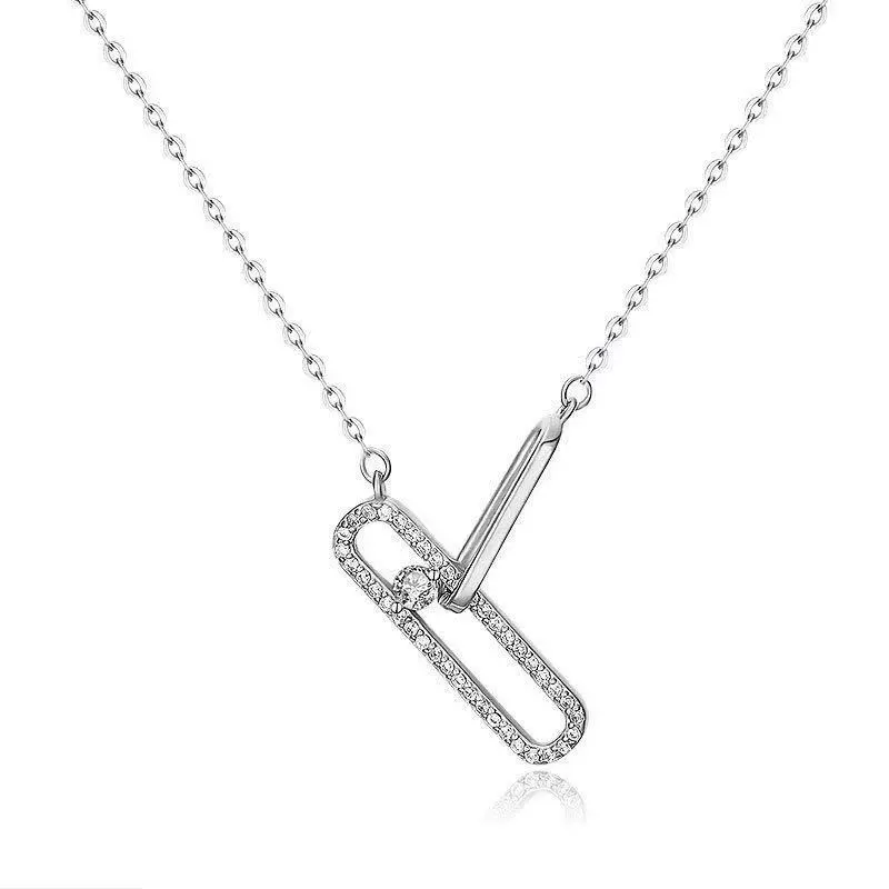 INS3070-0.10 Carat FG/VS Lab Grown Diamond Paperclip Link 18 Inches Necklace Crafted In Gold Plated Silver