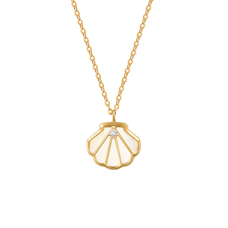 INS3266-CHOW SANG SANG 18K Rose Gold Shell Necklace for Women 92735N | 18.5", (47 CM)