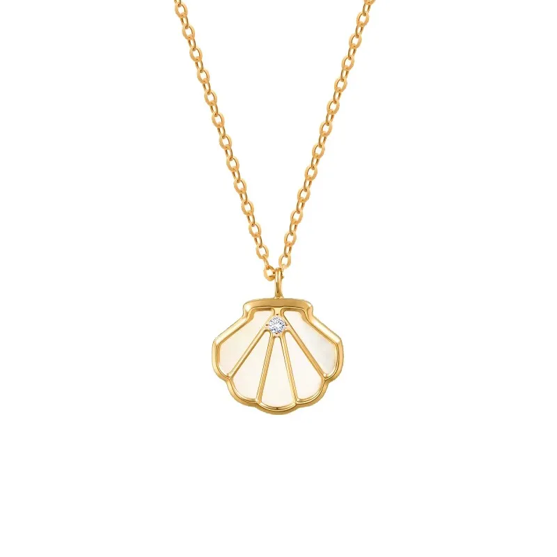 INS3266-CHOW SANG SANG 18K Rose Gold Shell Necklace for Women 92735N | 18.5", (47 CM)