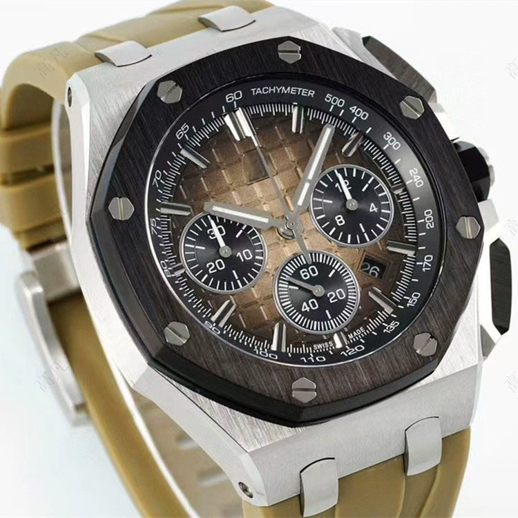 W-1013-Men's Watch Silicone Band, Quartz Analog Waterproof Multifunction Chronograph Sports Watch for Men with Calendar Black Rubber Strap-Men