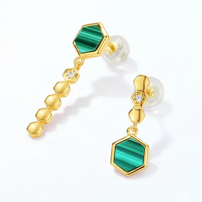 INS2412-14K Gold Plated Chain Dangle Earrings，925 Sterling Silver Stud Earrings for woman