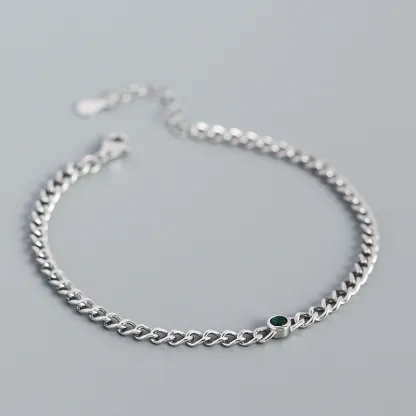 INS4041-14K Gold Bracelet with Oval Cut Emerald & Moissanite, Classic Green Stone Accessory, Timeless Elegance for Special Occasions