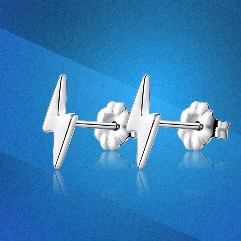 INS2148-ChicSilver Hypoallergenic 925 Sterling Silver Stud Earrings, Dainty Simple Heart/Star/Moon/Lightning/Butterfly Earrings for Women