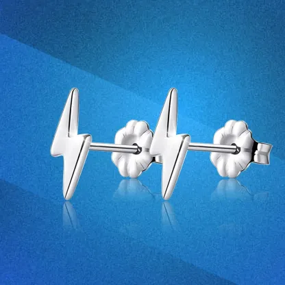 INS2148-ChicSilver Hypoallergenic 925 Sterling Silver Stud Earrings, Dainty Simple Heart/Star/Moon/Lightning/Butterfly Earrings for Women