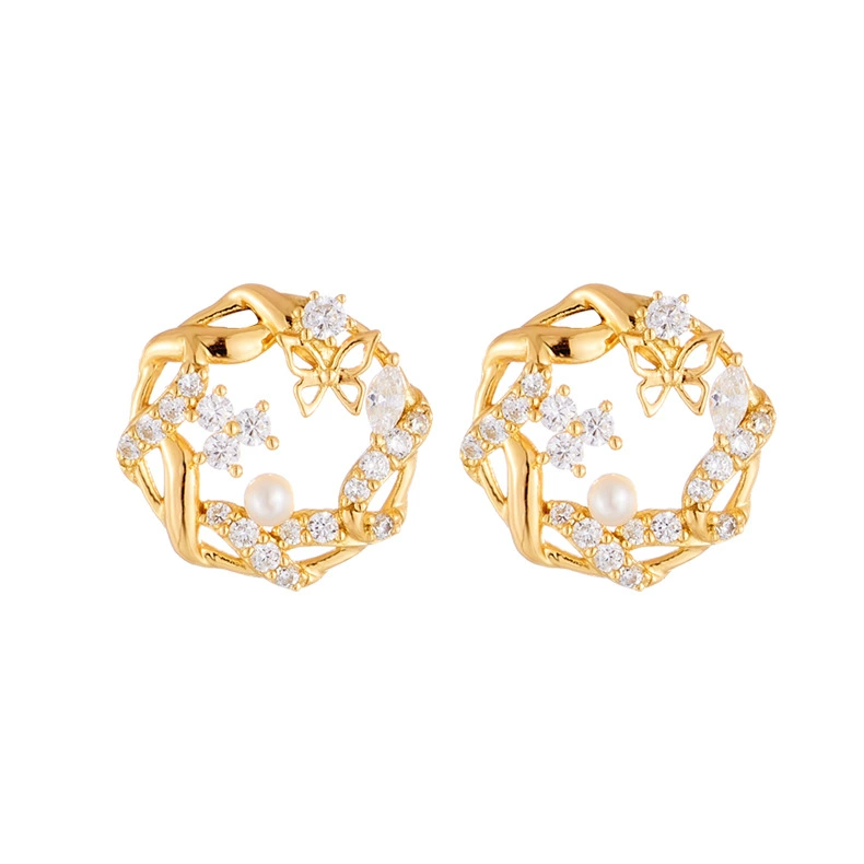 INS2209-Pearl Brooch Gold Brooch Flower Brooch Rhinestone Brooch For Woman Men