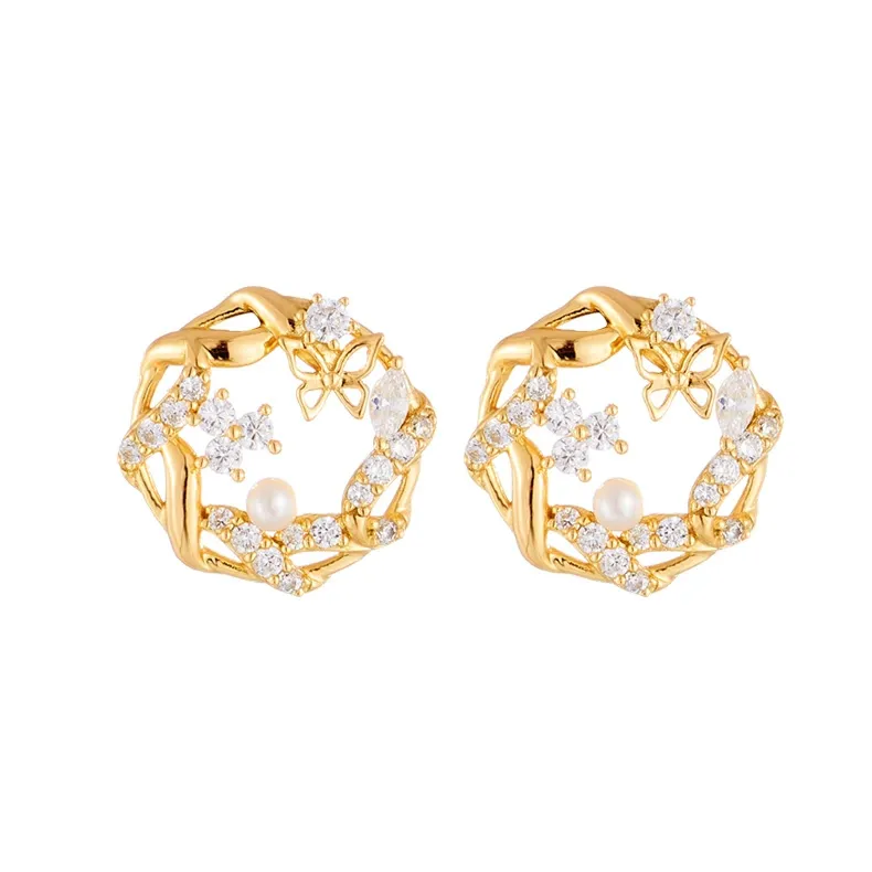 INS2209-Pearl Brooch Gold Brooch Flower Brooch Rhinestone Brooch For Woman Men