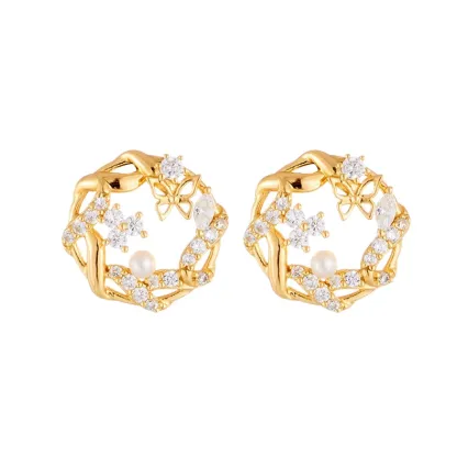 INS2209-Pearl Brooch Gold Brooch Flower Brooch Rhinestone Brooch For Woman Men