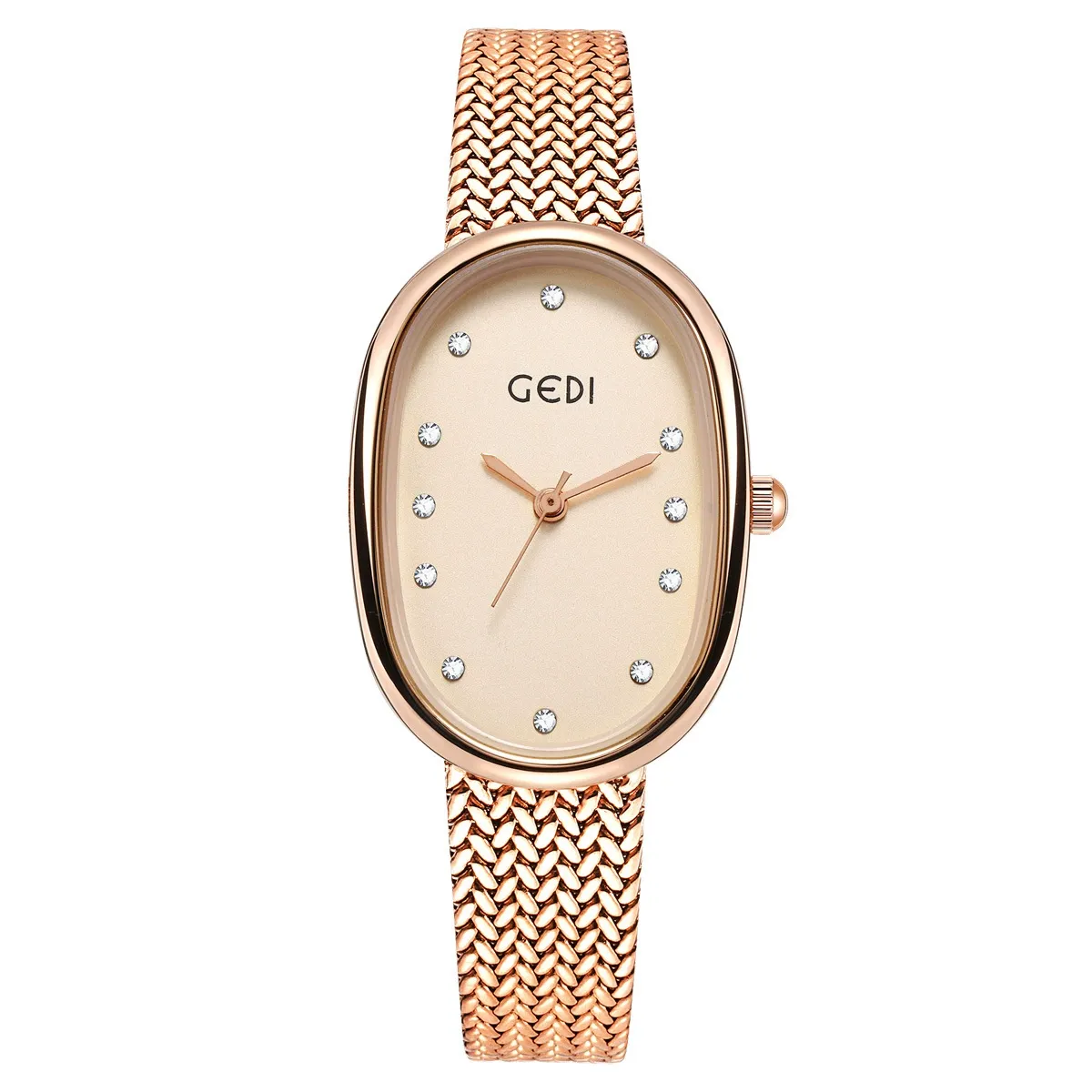 W-2020-Luxury Women's Gold Watch: Artificial Diamond Dial, Stainless Steel Bracelet, Quartz Movement, 3ATM Water Resistant - Perfect for Daily Office & Casual Wear | Ideal Gift for Her​-Women