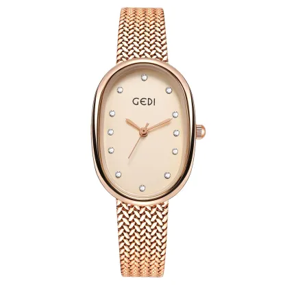 W-2020-Luxury Women's Gold Watch: Artificial Diamond Dial, Stainless Steel Bracelet, Quartz Movement, 3ATM Water Resistant - Perfect for Daily Office & Casual Wear | Ideal Gift for Her​-Women