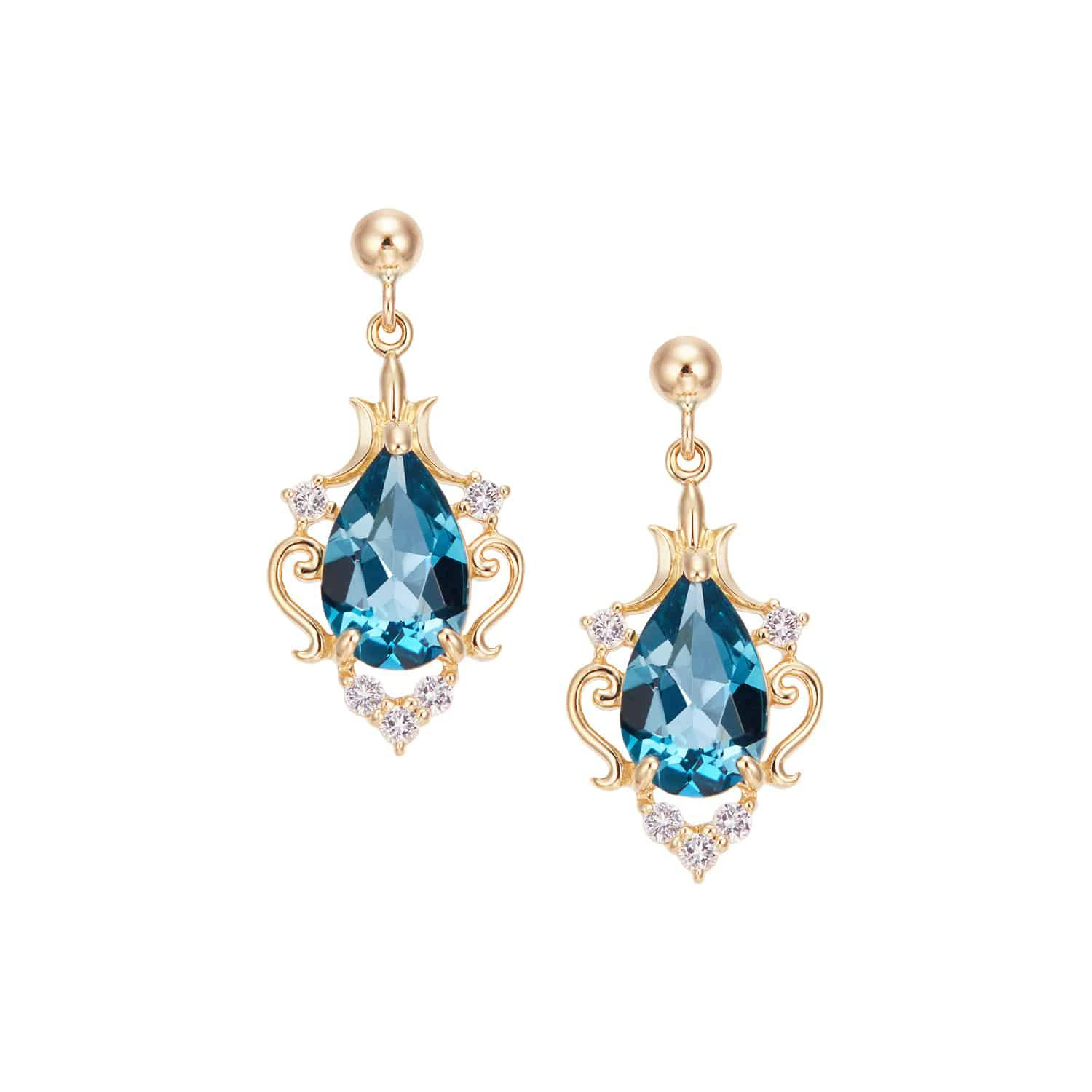 INS2188-Handcrafted Earrings Jewelry Gifts for Women - S925 Sterling Silver Vintage Royal Blue Topaz Dangle Drop Earrings for Women | Elegant Court-Style Jewelry for Ladies