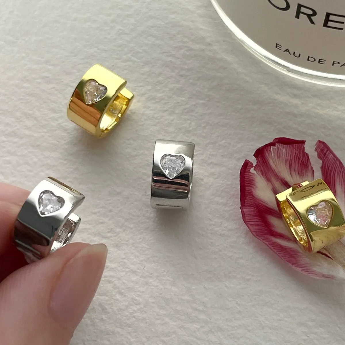 INS2251-Chunky Gold Huggies Hoop Earrings with 925 Sterling Silver Post Gold Plated Earrings for Women