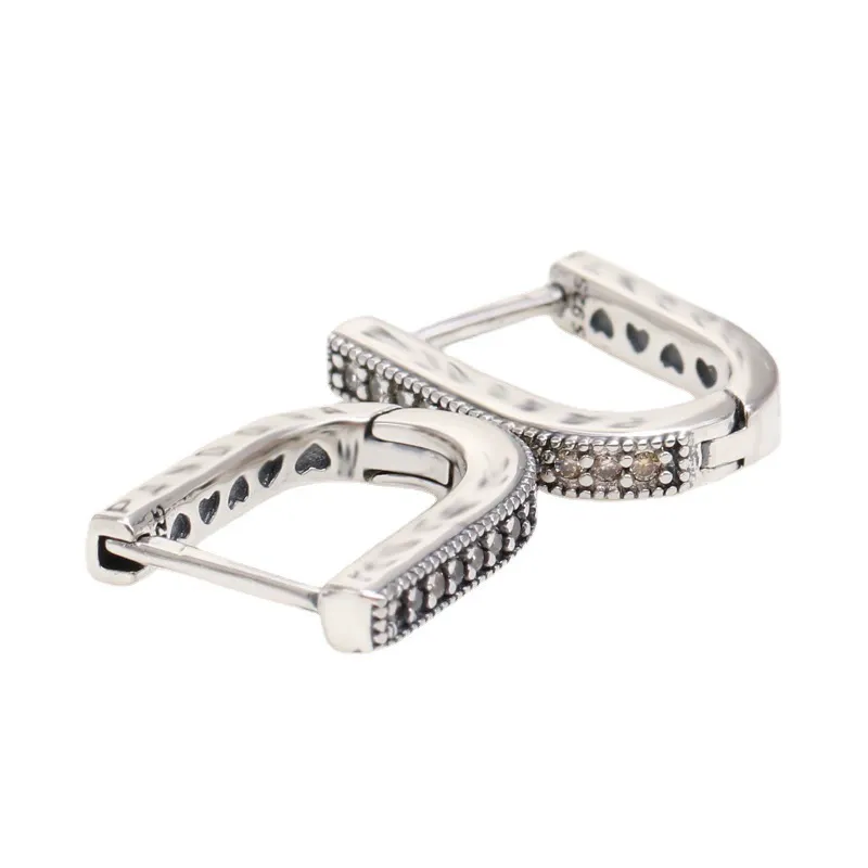 INS2201-Pandora 925 Sterling Silver Pendant Diy New Sterling Silver Clear CZ U-shaped Hoop Earrings for Women Wedding S Original Jewelry Party Gift Ear Brincos pendant