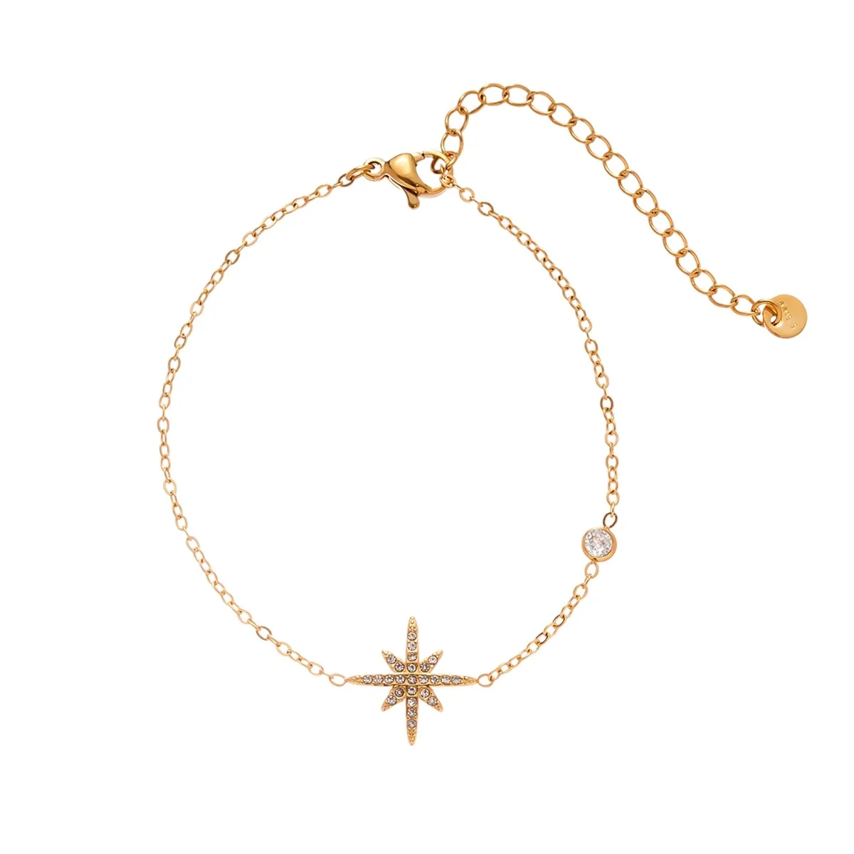 INS4087-namana North Star Bracelet with Cubic Zirconia Stones, Stone Studded Silver, Gold or Rose Gold Bracelets for Women, Star Jewelry for Women, Lucky Star Adjustable Bracelet with Gift Box