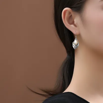 INS2107-Solid 925 sterling silver hook earring setting for pearl or gemstones, earring mountings, wholesale earring blank, jewelry DIY