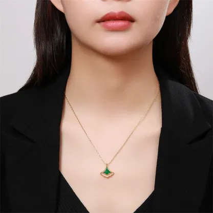 INS3157-CHOW SANG SANG Delicate Gold 18K Rose Gold Enamel Gingko Leaf Bracelet, Necklace for Women 92255B 92255N