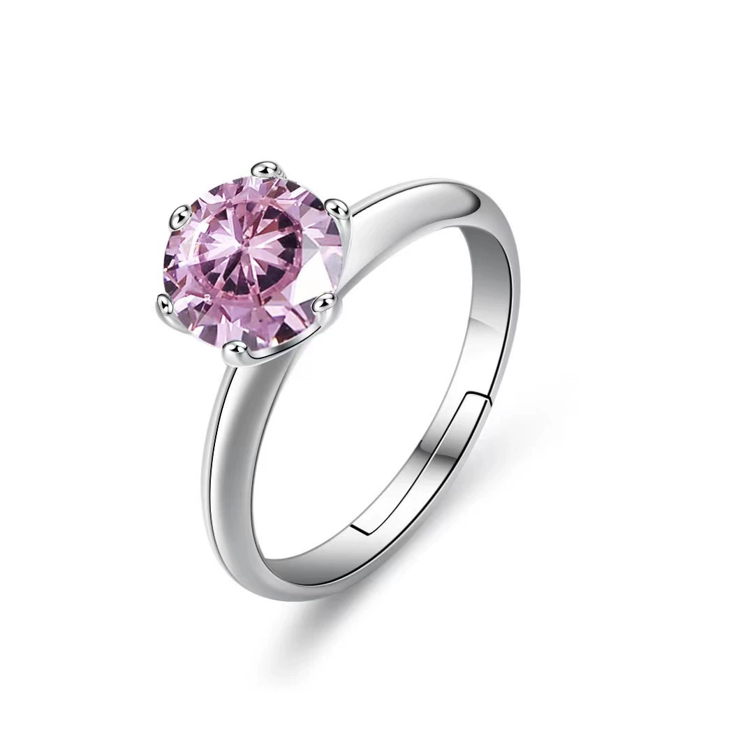 INS1078-Michooyel Moissanite Engagement Ring for Women, 2CT BLACK/PINK/YELLOW/RAINBOW/SEA BLUE/D-E/Crystal AB Moissanite Solitaire Promise Rings, D Color VVS1 Simulated 925 Sterling Silver Rings