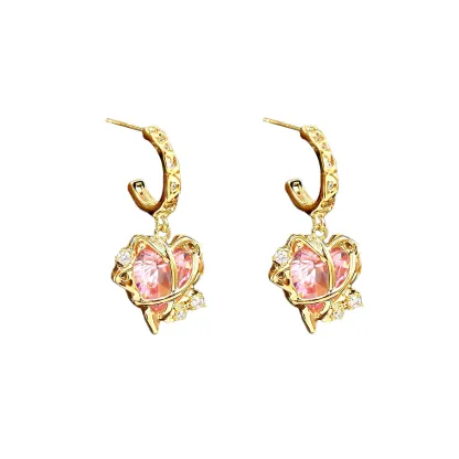 INS2280-Sonateomber Gold Silver Small Hoop Dangle Earrings for Women, Trendy Dainty Rhinestone CZ Dangling Prom Wedding Leaf Flower Snowflake Butterfly Starfish Fashion Jewelry Gift
