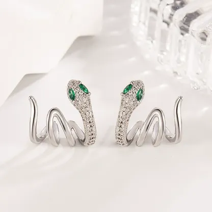 INS2031-Snake Ring for Women Vintage Animal Snake Wrap Stacking Statement Rings Adjustable Enamel Snake Finger Ring Punk Gothic Snake Jewelry Gifts