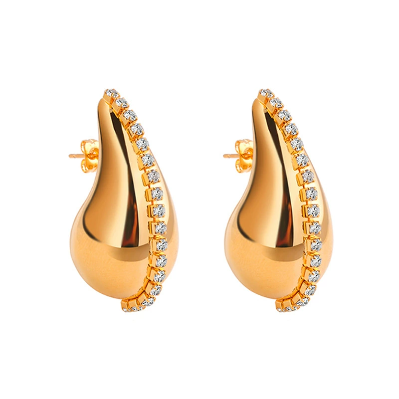 INS2086-Tear Drop Earrings For Women, Chunky Gold Hoop Earring Lightweight Hollow Eardrop Trending Statement Pierced Polished Hypoallergenic Gift Jewelry