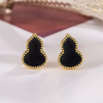 INS2293-mini gourd shaped earrings with exquisite red enamel gold ball border designed for women earrings anniversary birthday party jewelry gift