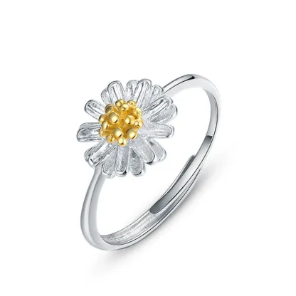 INS1254-S925 Sterling Silver Floral Jewelry Flower Edelweiss/Daisy Ring for Women Birthday Gift