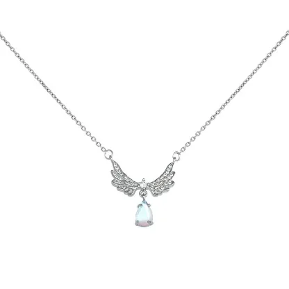 INS3057-Moonstone Dragonfly/Sunflower/Wing/Lotus Necklace 925 Sterling Silver Infinity/Cross Rose Pendant Necklace Jewelry Gifts for Women Wife