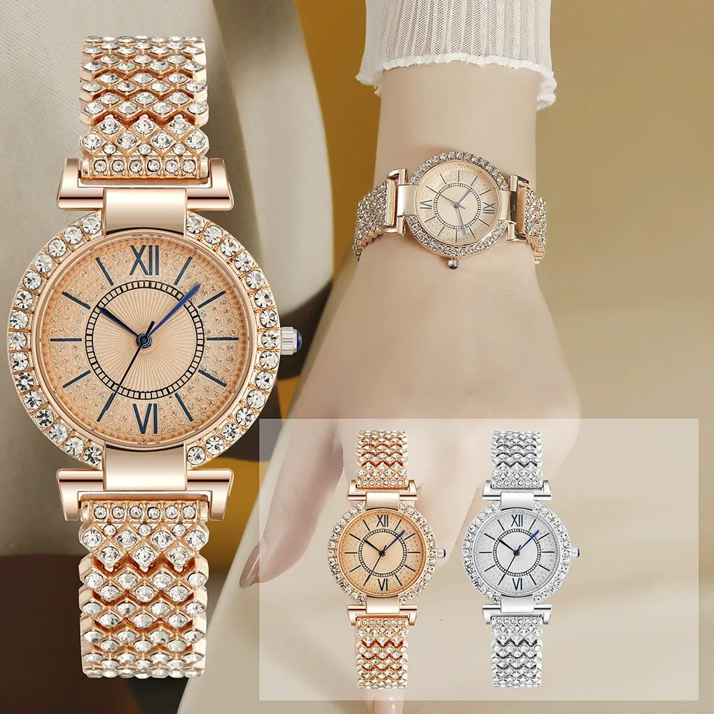 W-2028-CdyBox Women Luxury Crystal Watch Classic Bracelet Watches Analog Quartz Wristwatch