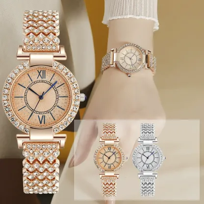 W-2028-CdyBox Women Luxury Crystal Watch Classic Bracelet Watches Analog Quartz Wristwatch