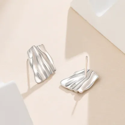 INS2202-Geometric Rectangle Gold Plated Stud Earrings Irregular Hammered Chunky Statement Square Earrings for Women Trendy