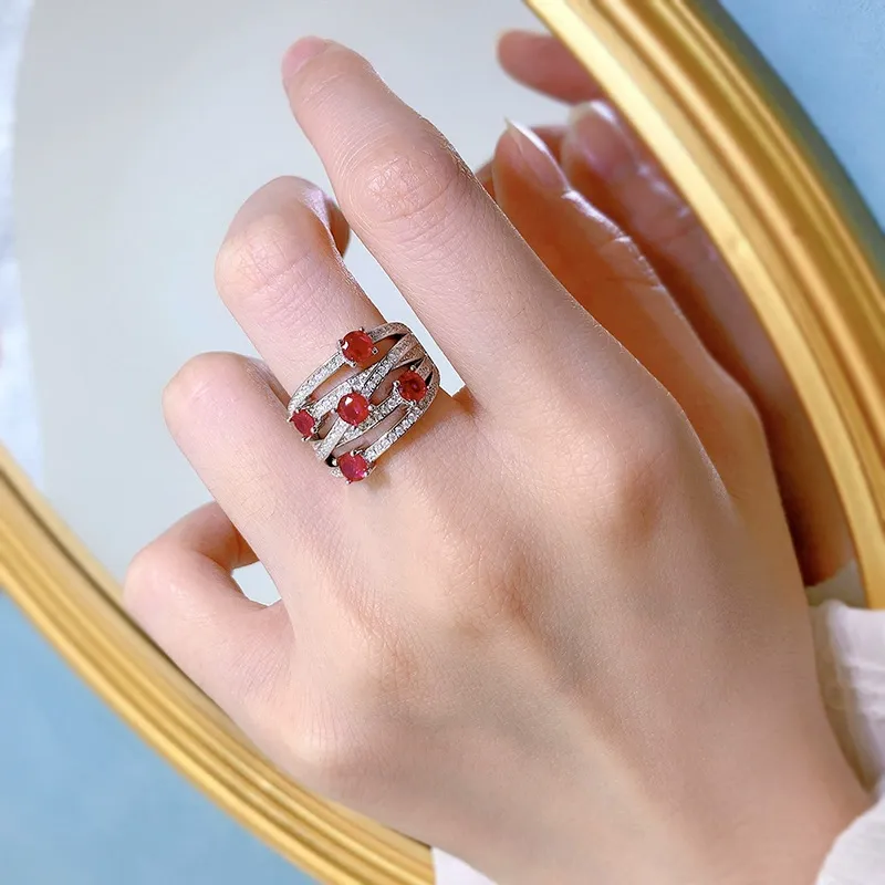 INS1190-GOWE Natural Ruby Diamond Wedding Band Real 18K Solid White Gold 0.68cttw Ruby Ring