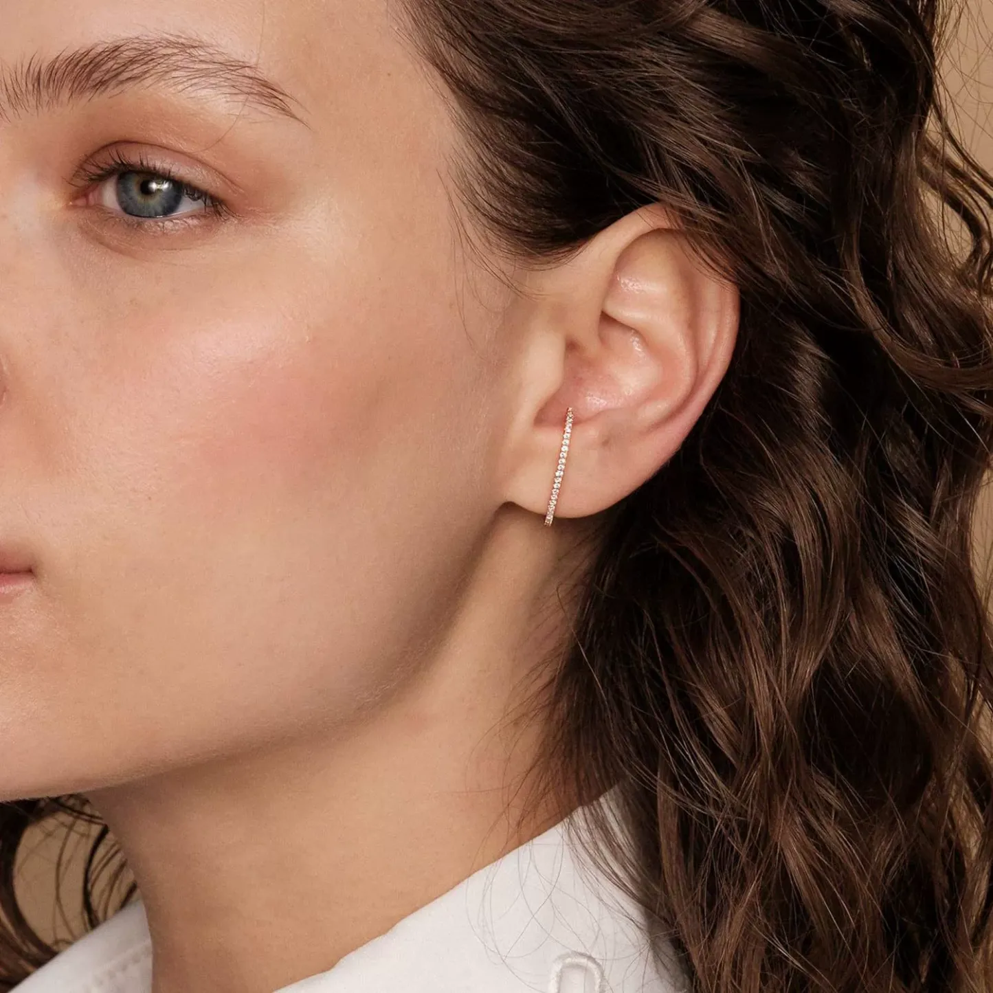 INS2157-PAVOI 14K Gold Plated 925 Sterling Silver Post Minimalist Suspender Ear Cuff Earrings for Women | Wrap Earlobe Studs