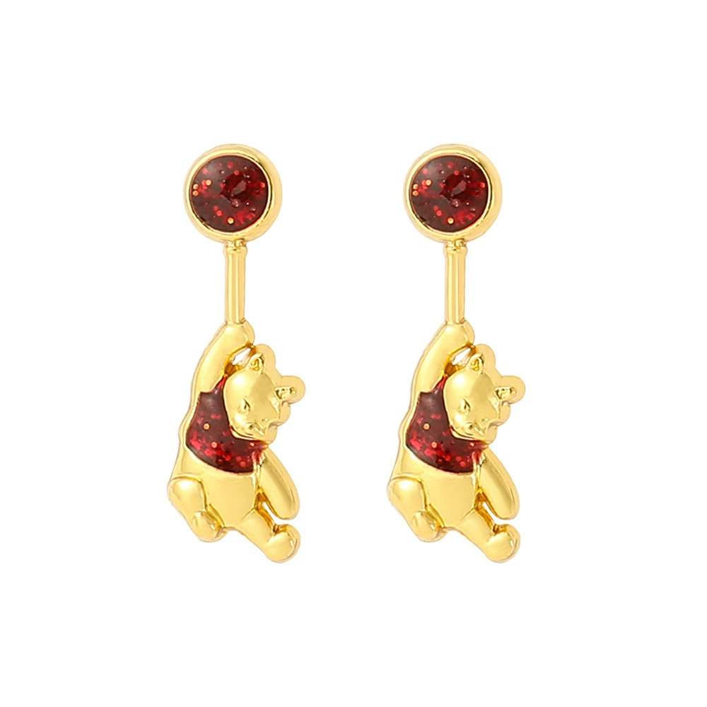 INS2176-Disney Winnie the Pooh Womens Flash Plated Earrings - Drop Earrings for Women - Winnie the Pooh Earrings - Disney Jewelry