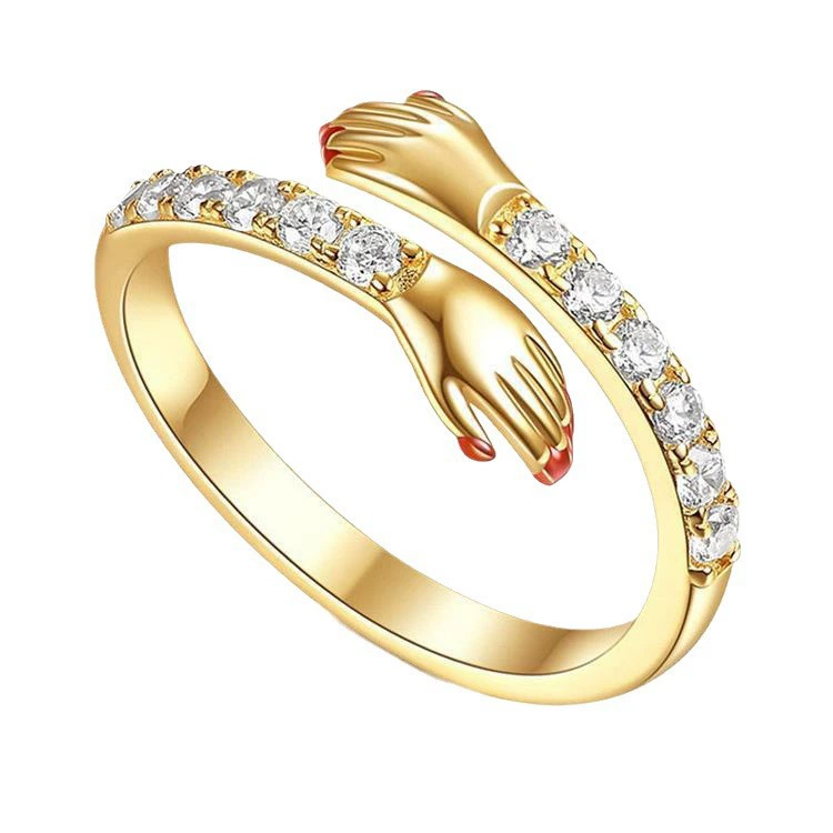 INS1239-Hugging Hands Ring,Adjustable Band Ring Fashion Statement Jewelry Aniversarry Birthday Valentine's Day Gift for Women