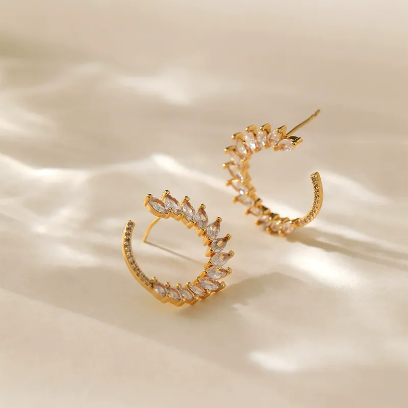 INS2326-Bridal Earrings for Wedding|Bridal Earring Studs|Earrings for women|Rhinestone|Marquise|Sterling silver|Hypoallergenic|Cluster Earrings|