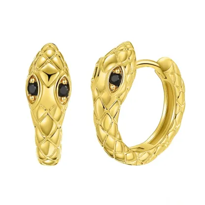 INS2180-Snake Design Hoop Earrings, Textured Geometric Pattern, Retro Style