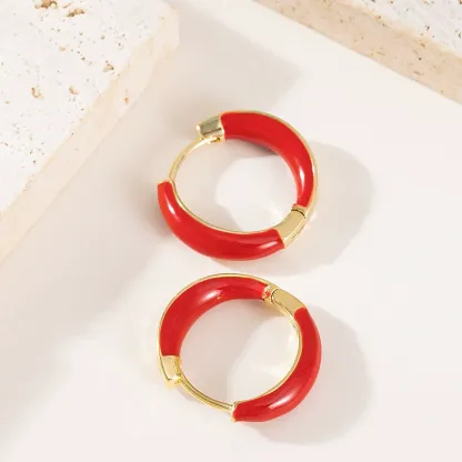 INS2252-Two Tone Enamel Hoop Earrings for Women C-Shaped Earrings Colorful Enamel Jewelry Mother's Day Gift for Mother Grandmother