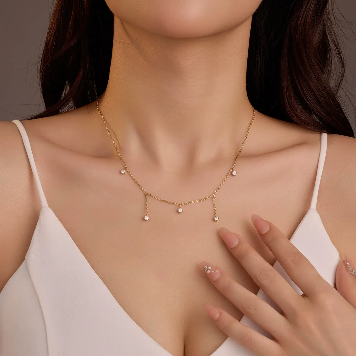 INS3064-S.Leaf 18k Gold Plated Pendant Necklaces for Women 925 Sterling Silver Dainty Layered Horizontal Bar Star Starburst Moon Cubic Zirconia Lariat Necklace for Women Trendy Gifts for Girls