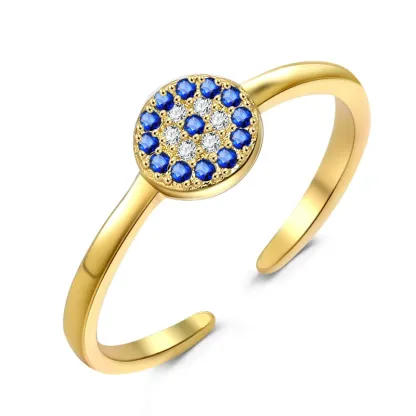 INS1197-S925 Sterling Silver Evil Eye Rings Adjustable Protection Band for Women